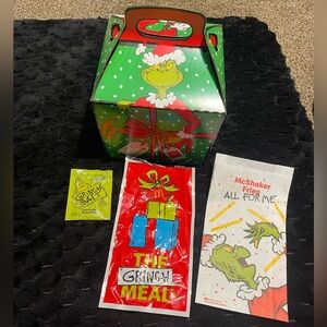 Rare McDonald’s 2025 Grinch Christmas Meal Empty Box Bags Salt Seasoning Decor